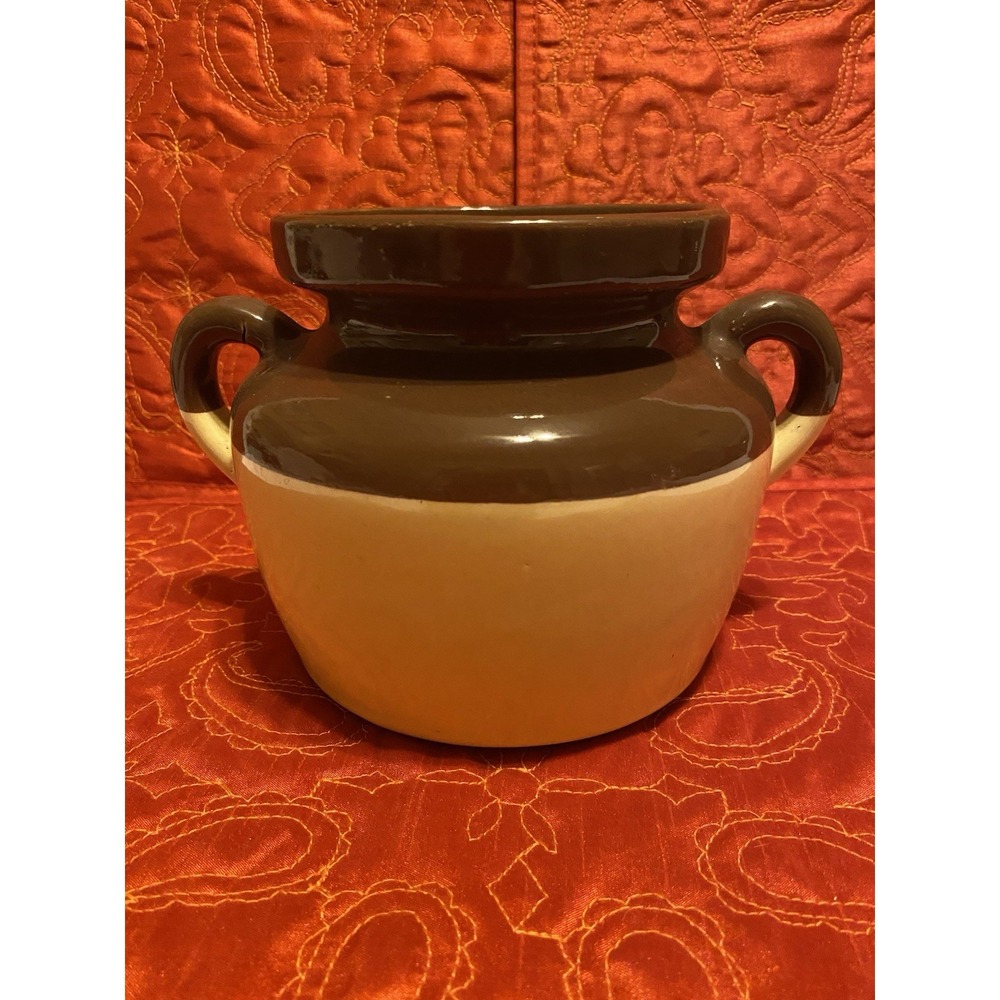 Vintage McCoy Bean Pot Brown Pottery Jug Rustic‎ Stoneware USA Farmhouse Crock